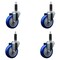 Service Caster 4'' Blue Poly Wheel Swivel 1'' Expanding Stem Caster Set, 4PK SCC-EX20S414-PPUB-BLUE-1-4 - alternate 1